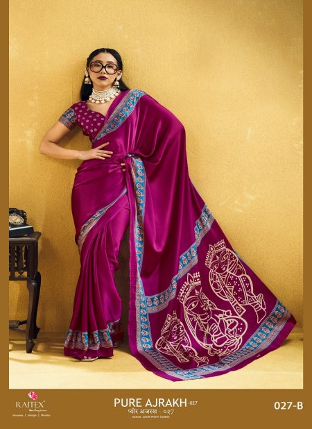 Pure Ajrakh 027 By Rajtex Modal Satin Ajrakh Print Saree